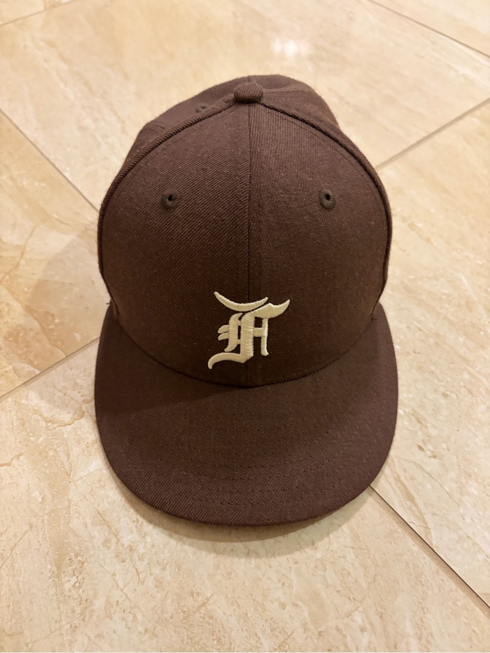 Essentials Brown Baseball Cap with Cream Embroidered 'H'